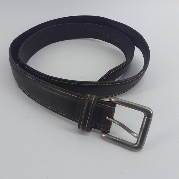 Dickies Other - Dickies Men's Brown Leather Belt Silver Town Squared Buckle Casual Size 43